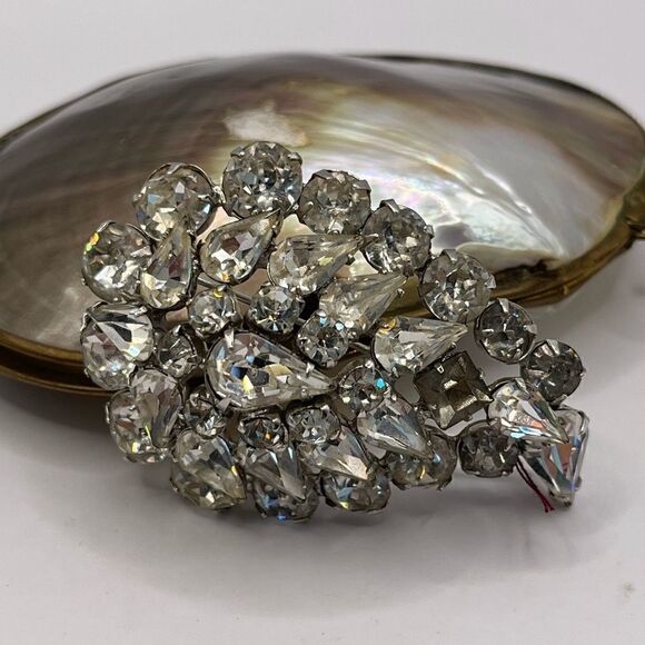 Kramer of New York Silver tone and Rhinestone brooch - Picture 2 of 5